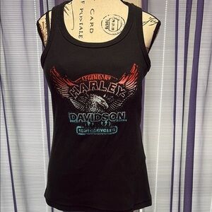 Harley-Davidson Black Tank with Red and Blue Accents